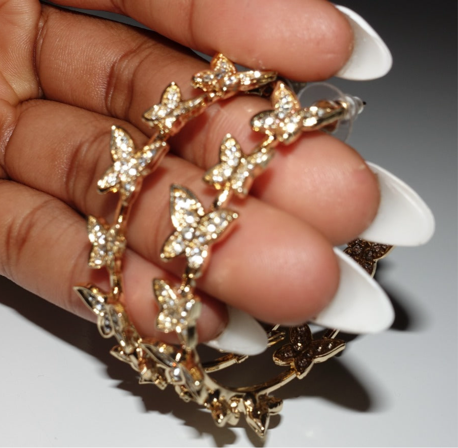 Glitter Butterfly Hoops
